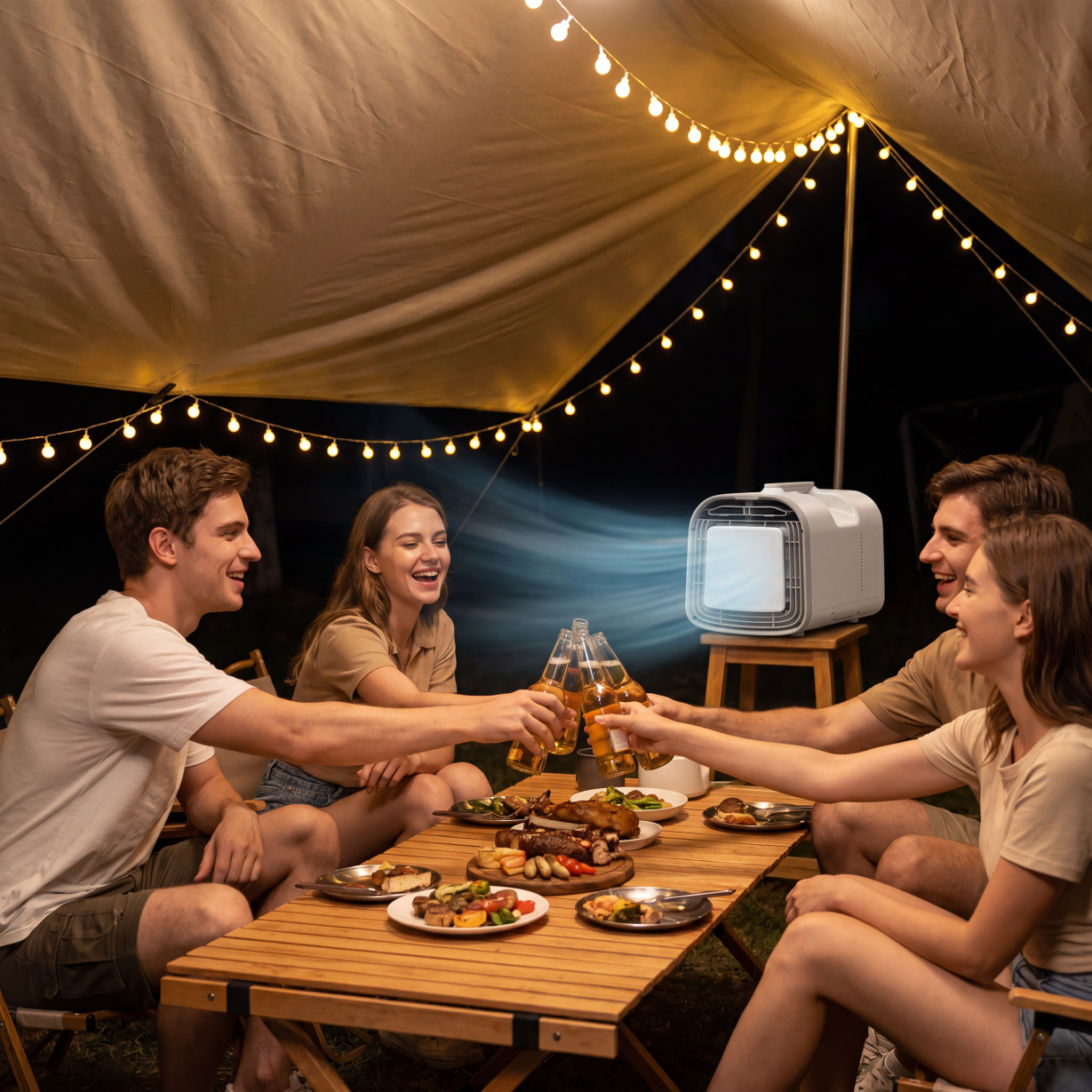 Outdoor gathering with portable comfort