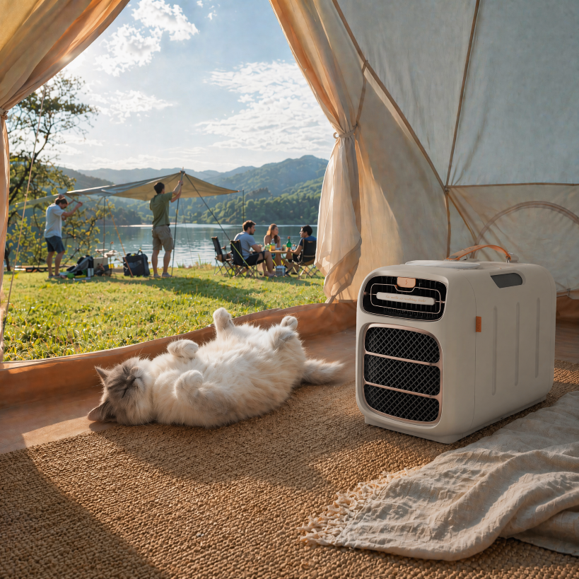 Outdoor pet comfort scene